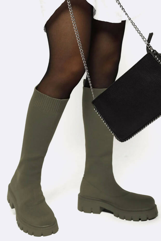 Chunky tassels bandage knee 2025 high boots