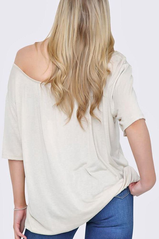 Plain Scoop Neck Elasticated Hem Top