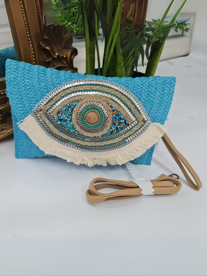 Eye Tassel Beaded Shoulder Bag