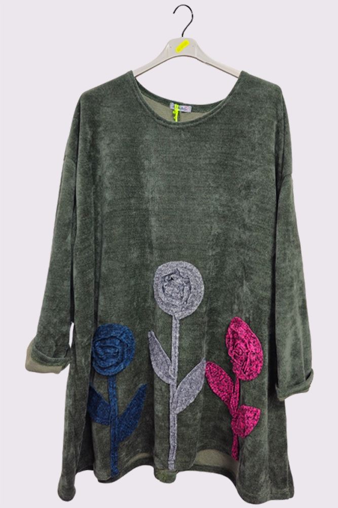 Flower Applique Corduroy Jumper