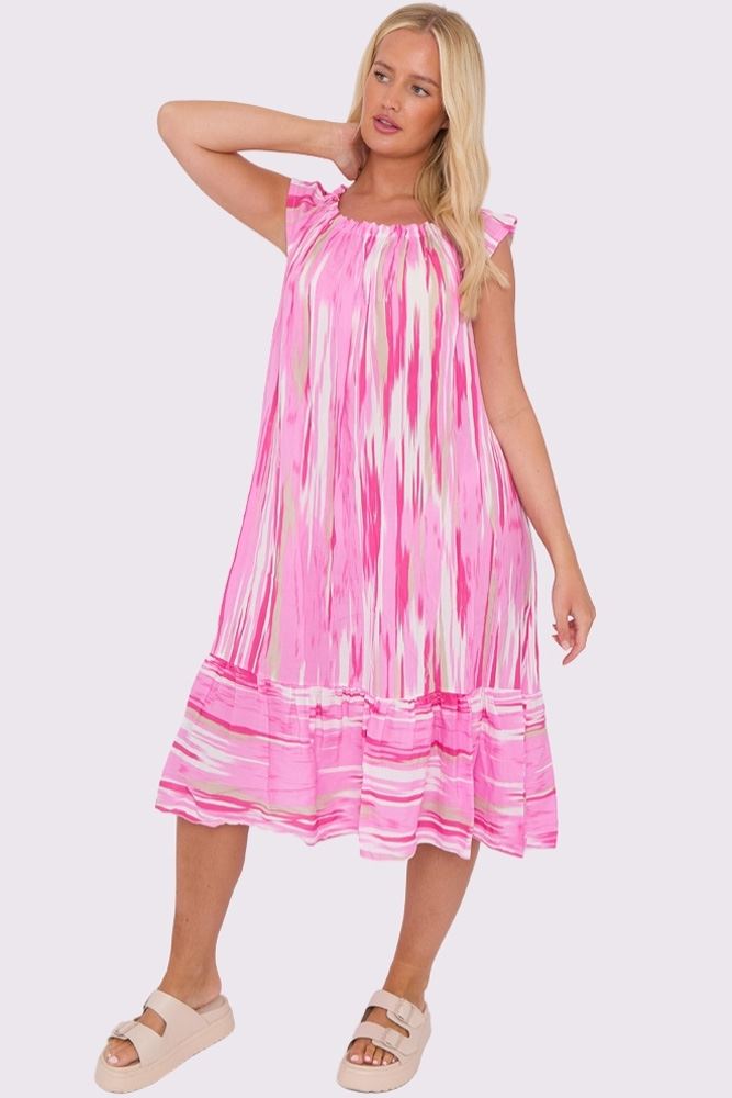 Tie Dye Print Tiered Dress