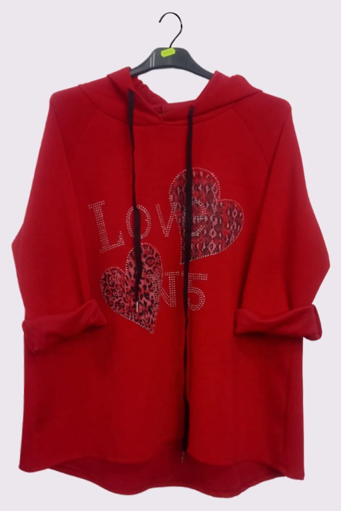 Leopard Snake Diamante Love N5 Pattern Hooded Top