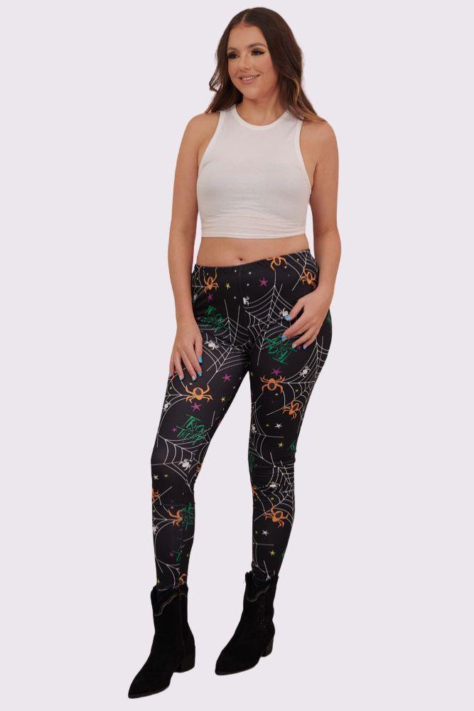 Trick Spider Print Halloween Leggings