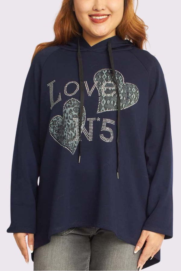 Leopard Snake Diamante Love N5 Pattern Hooded Top