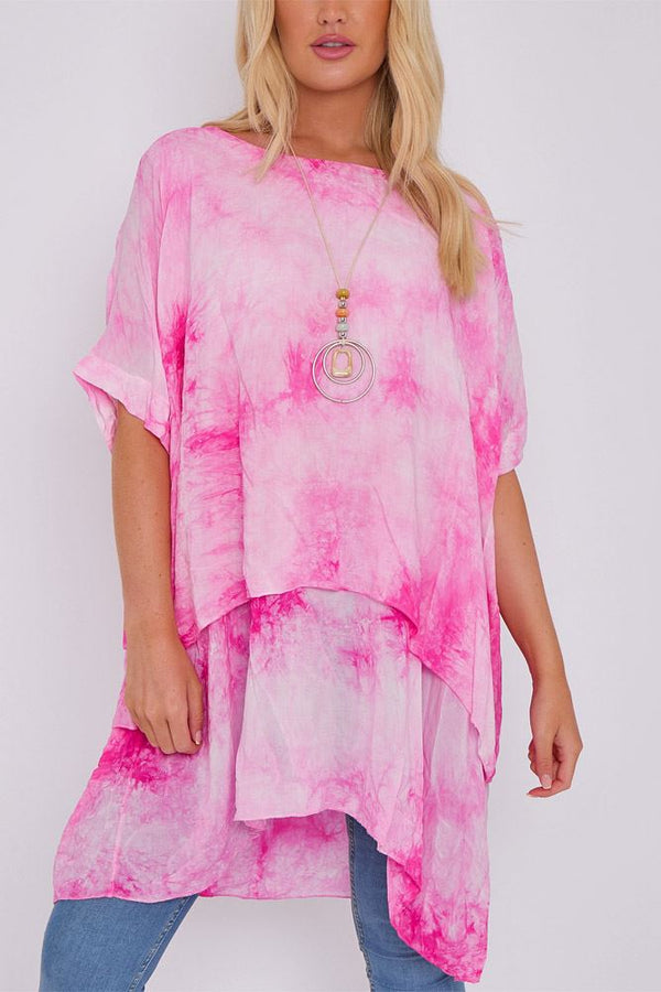 Tie Dye Print Layered Necklace Dress