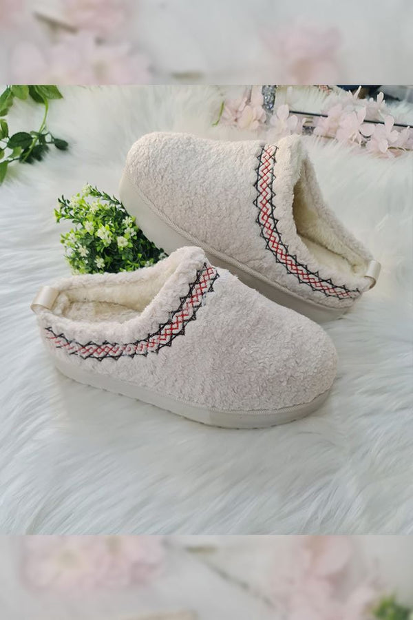 Round Toe Faux Fur Platform Slipper