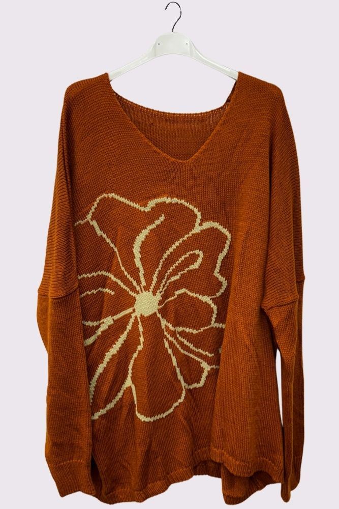 Flower Pattern Knitted Top