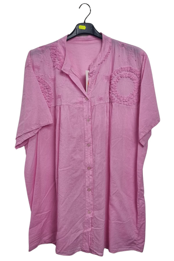 Plain Intricate Floral Embroidery Cotton Shirt