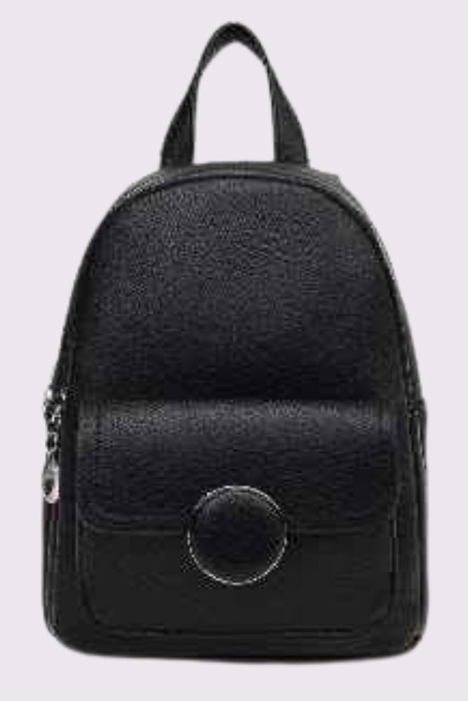 Black Front Pocket Backpack Bag with Adjustable Straps
