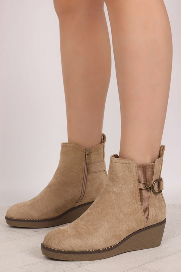 Suede Buckle Ankle Boot