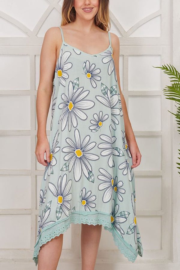 Daisy Flower Print Viscose Dress