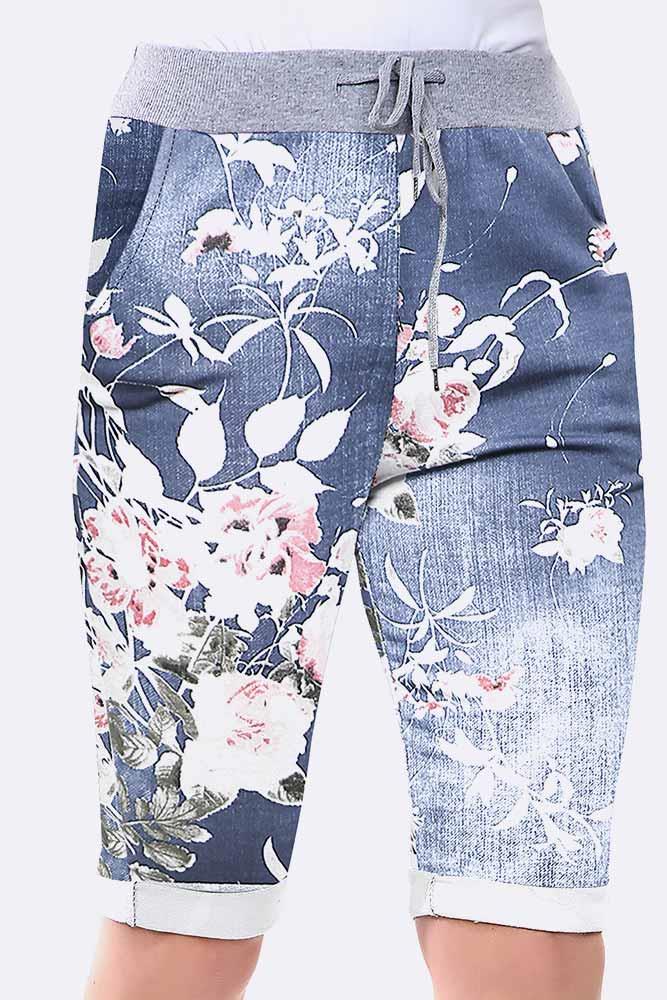 Italian Floral Print 3/4 Trouser
