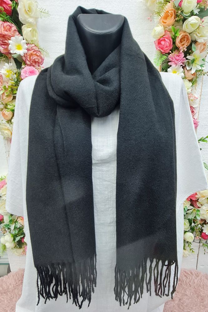 Plain Soft Feel Tassel Scarves