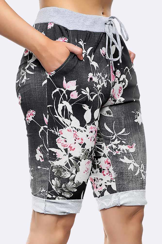 Italian Floral Print 3/4 Trouser
