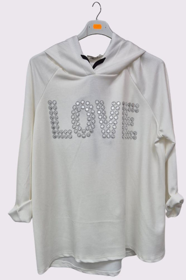 Beaded Love Pattern Hood String Top