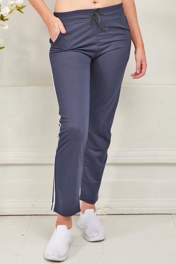 Side Stripe Panel Pockets Viscose Trousers