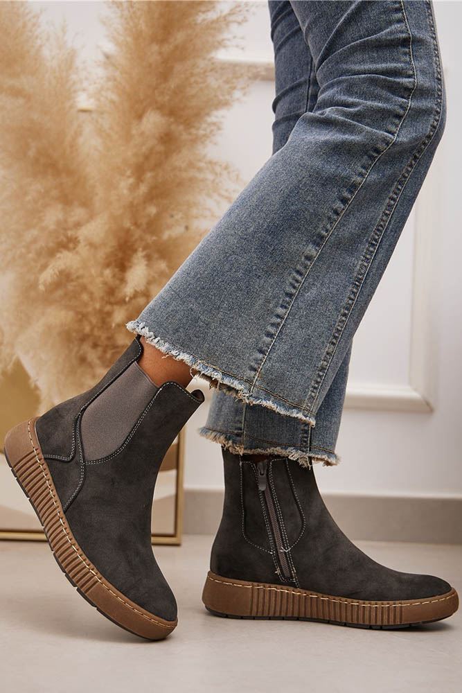 Suede Side Zip Ankle Boot