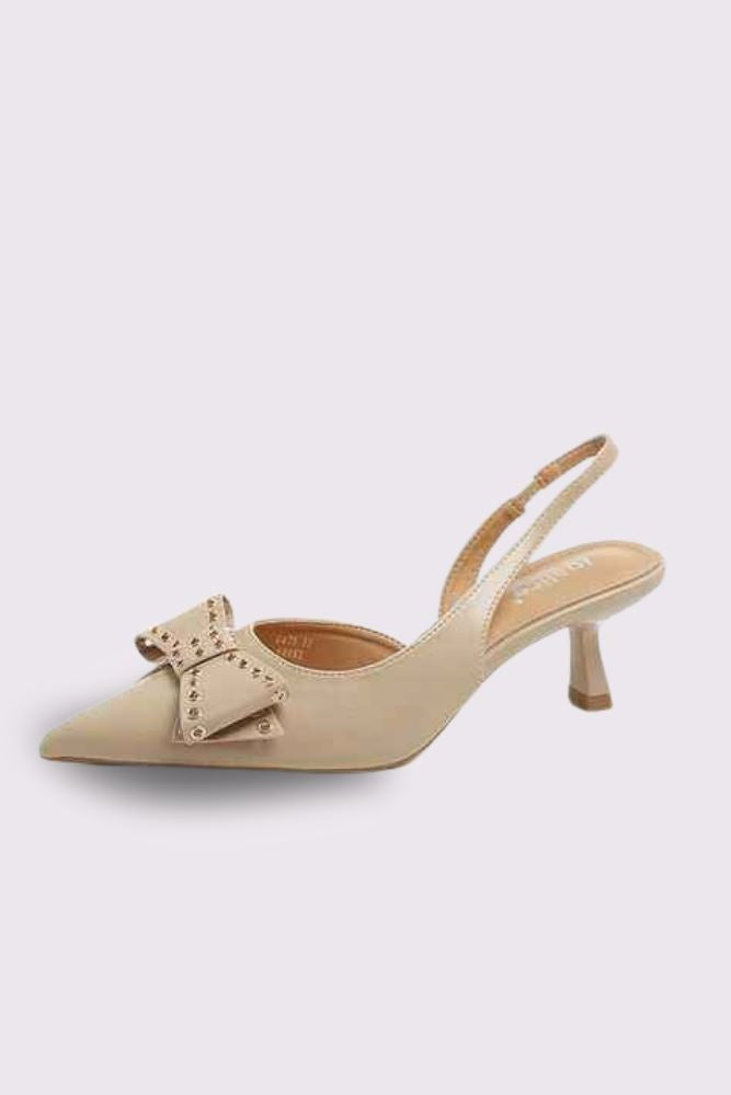 Bow Detail Pointed Toe Pencil Heel Sandal