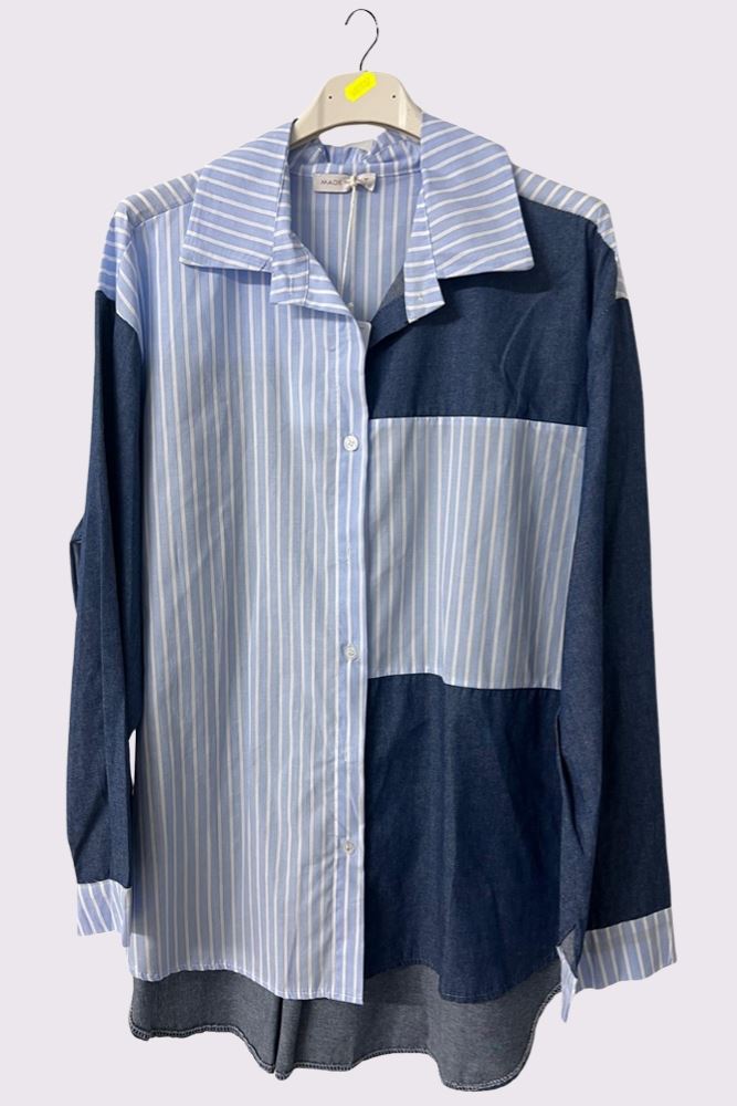 Buy Stripe Denim Patch Shirt – Wholesale Prices UK