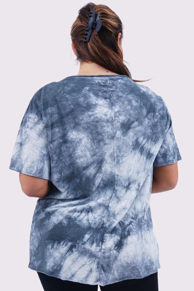 Tie Dye Sequin Heart Pattern Cotton Top