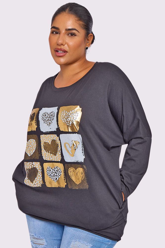 Foil Leopard Print Heart Top