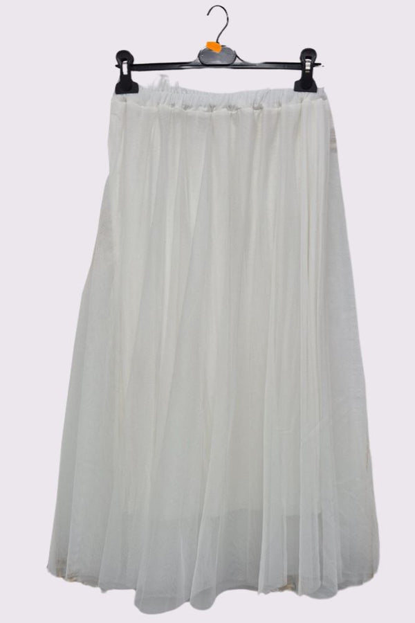 Plain Pleated Elasticated Waistband Skirt