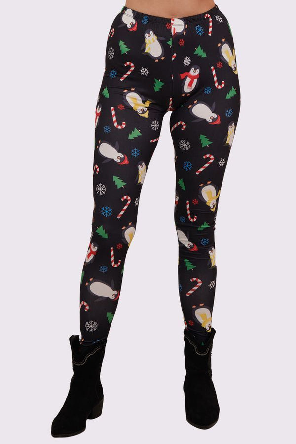 Penguin Scarf Print XMAS Legging