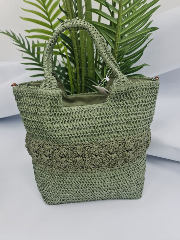 Straw Pattern Two Handle Shoulder Bag