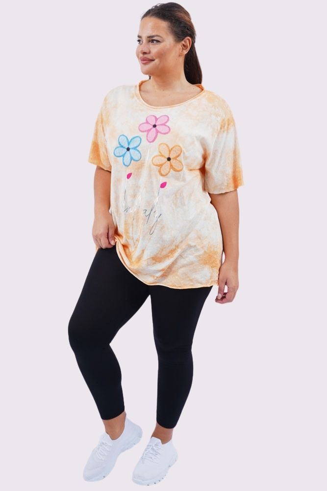 Tie Dye Daisy Flower Print Cotton Top