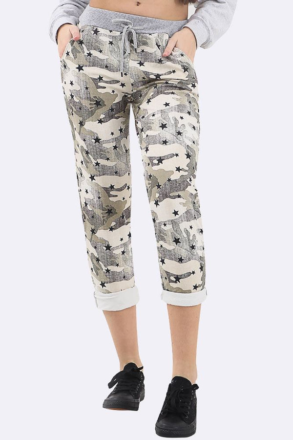 Camouflage Star Print Lined Trouser