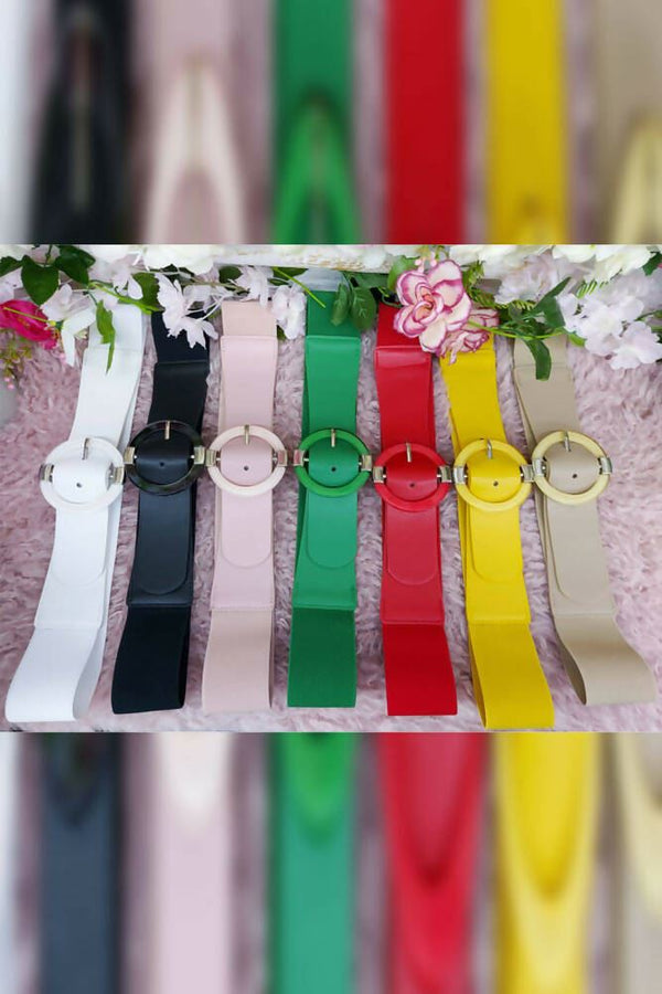 Fake Leather Simple Ring Elastic Belt