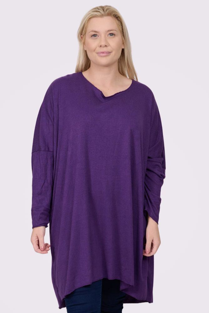 Plain Drop Hem Soft Feel Top