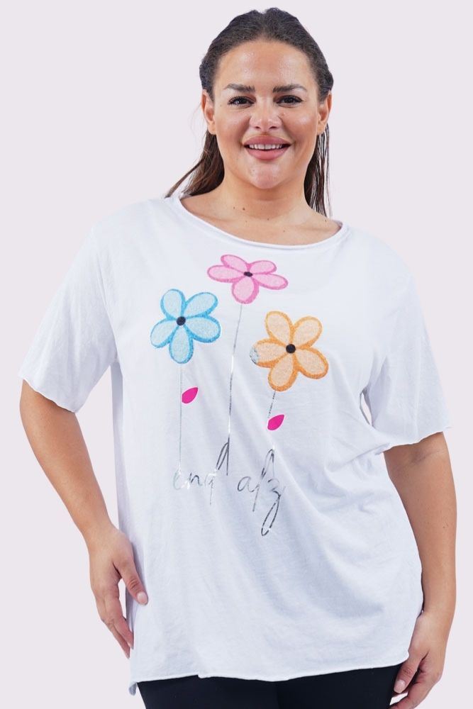 Tie Dye Daisy Flower Print Cotton Top