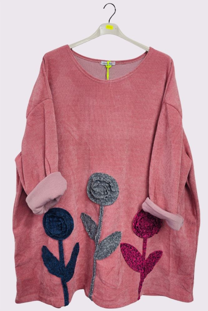 Flower Applique Corduroy Jumper