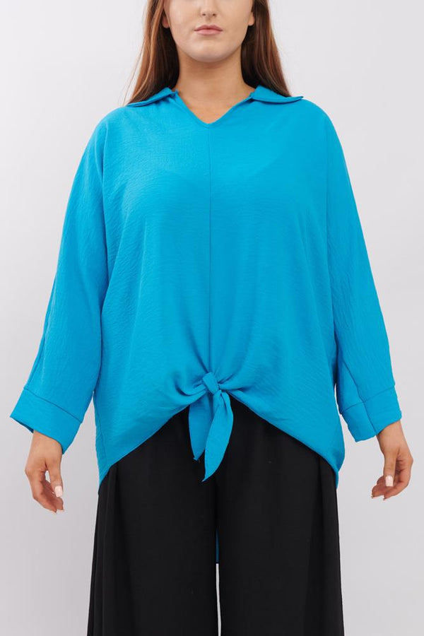 Plain Tie Hem Viscose Top