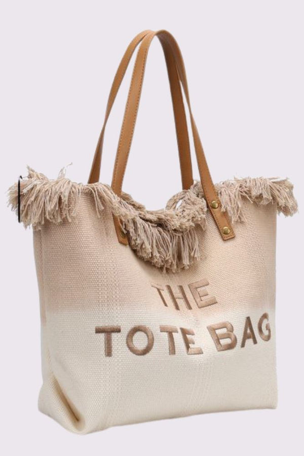 Tote Print Tassel Two Tone Shoulder Bag