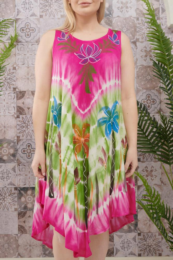 Palm Print Umbrela Dress