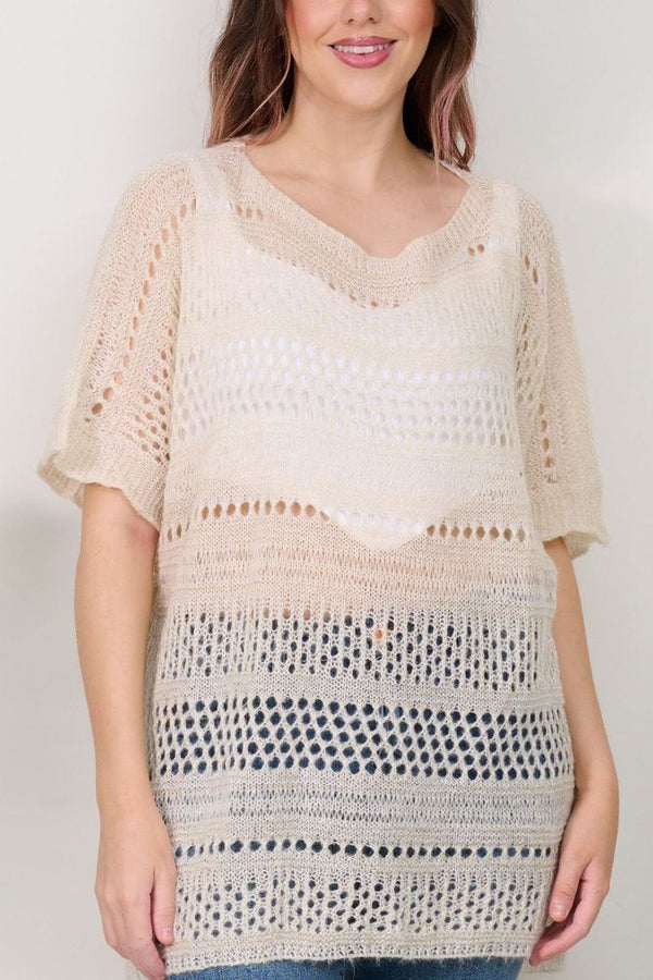 Apricot Crochet Cutout Pattern Top