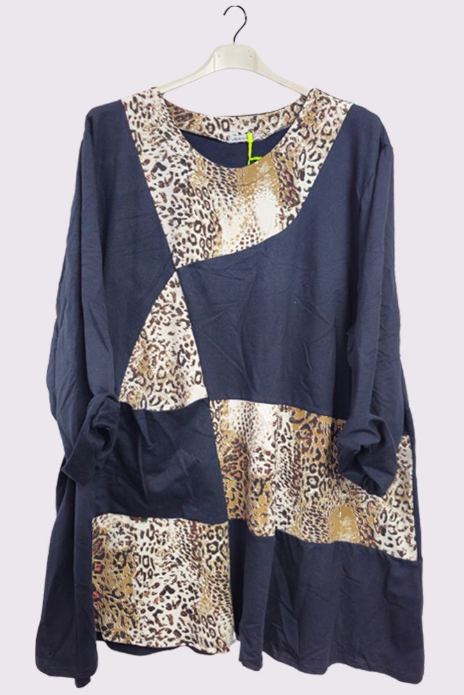 Leopard Patch Print Pockets Top