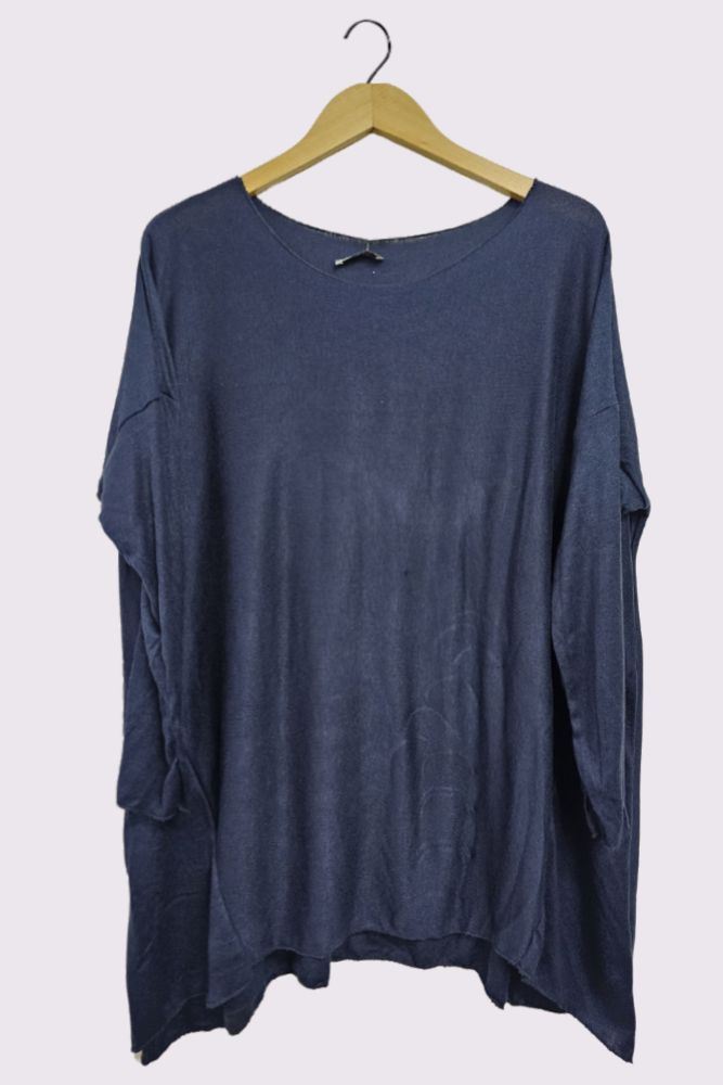 Plain Dipped Hem Viscose Top