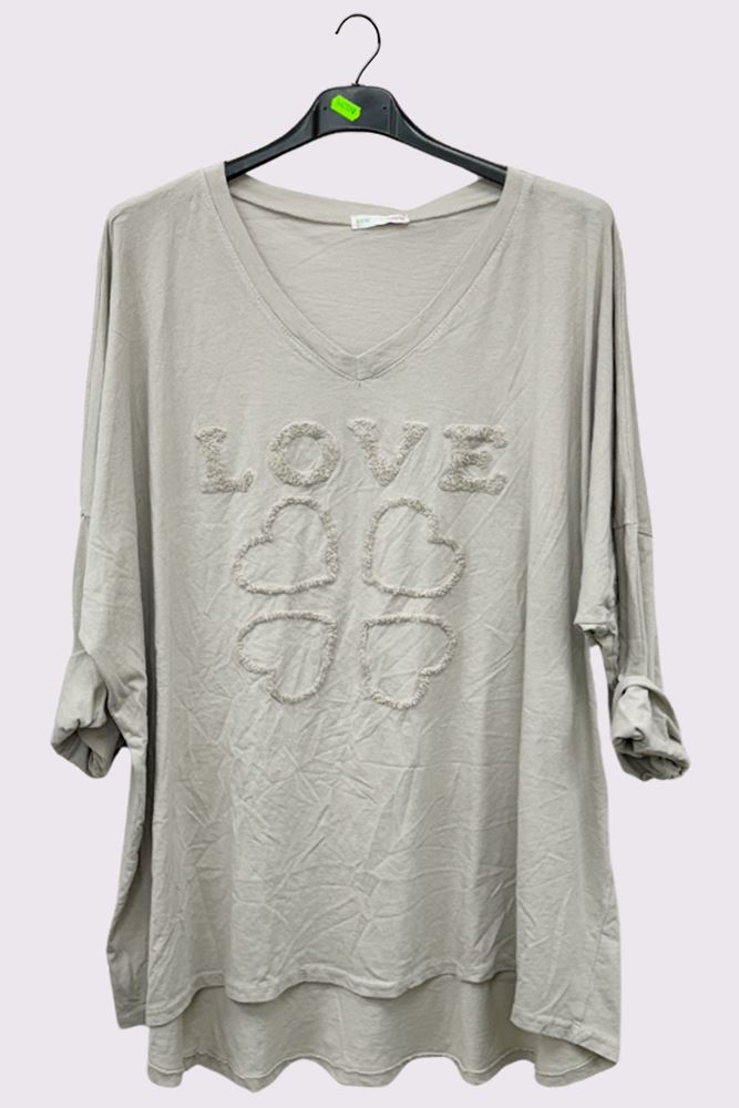 Love Heart Applique Pattern High Low Hem Top