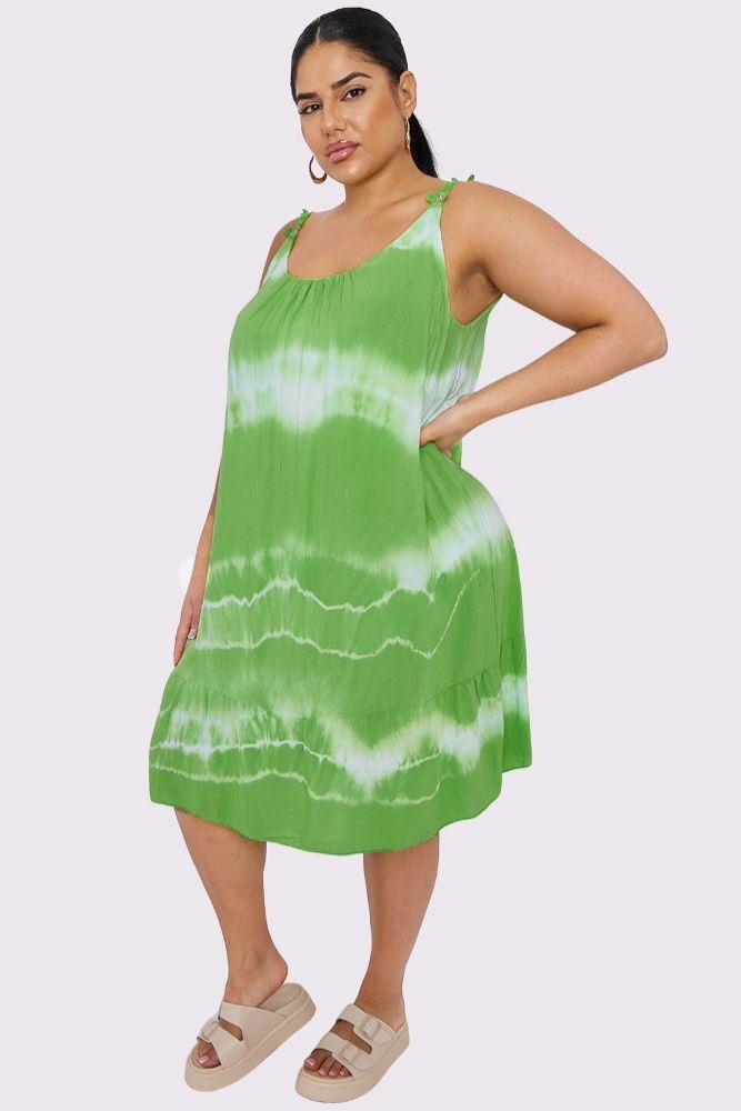 Tie Dye Print Tiered Hem Dress