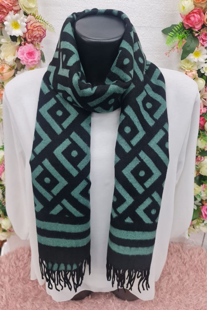 Geometric Print Soft Tassel Scarves