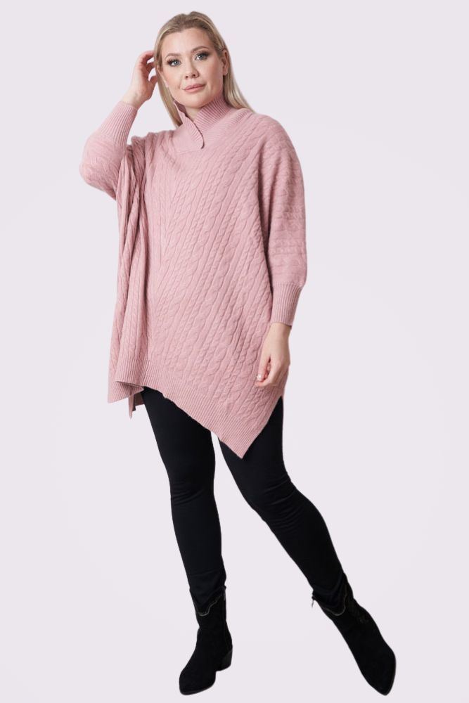 Cable Knit Pattern Side Slit Jumper