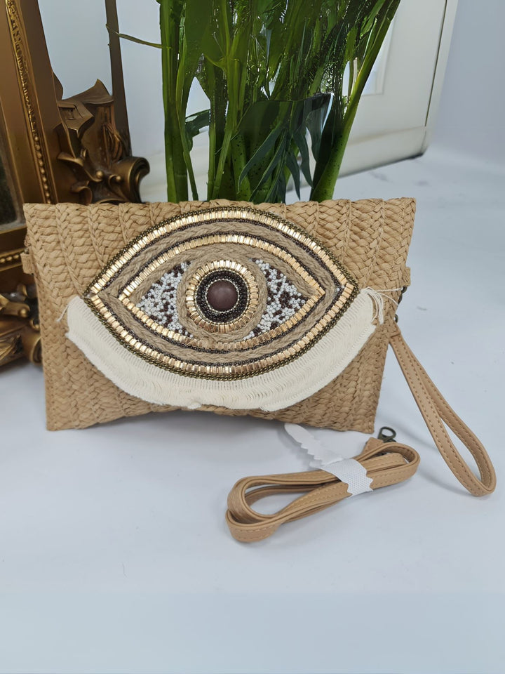 Eye Tassel Beaded Shoulder Bag