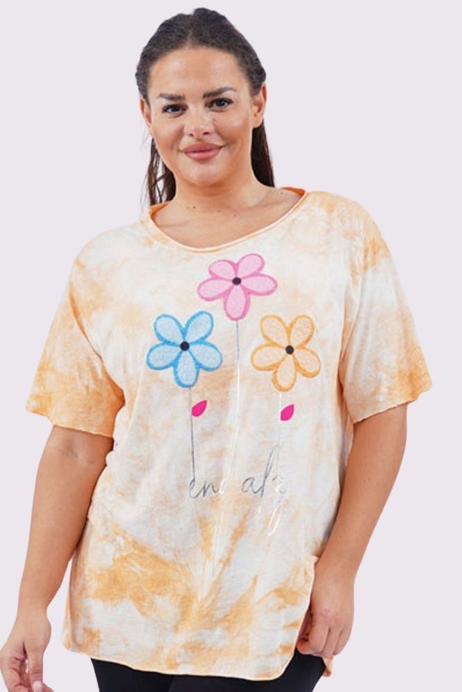 Tie Dye Daisy Flower Print Cotton Top