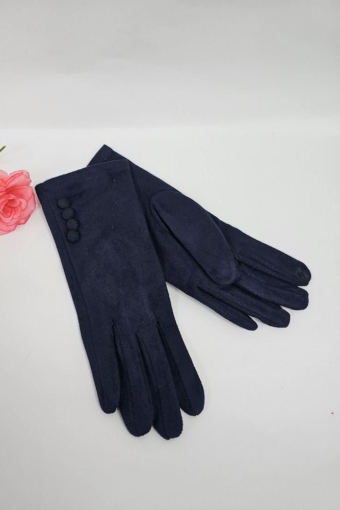 Soft Feel Button Detail Hem Gloves