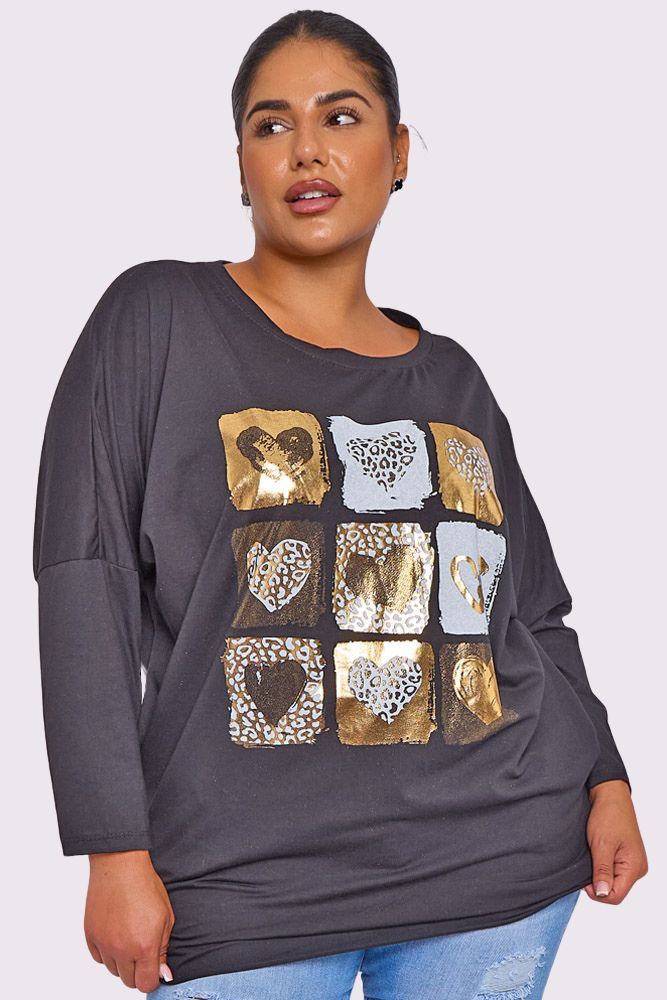 Foil Leopard Print Heart Top