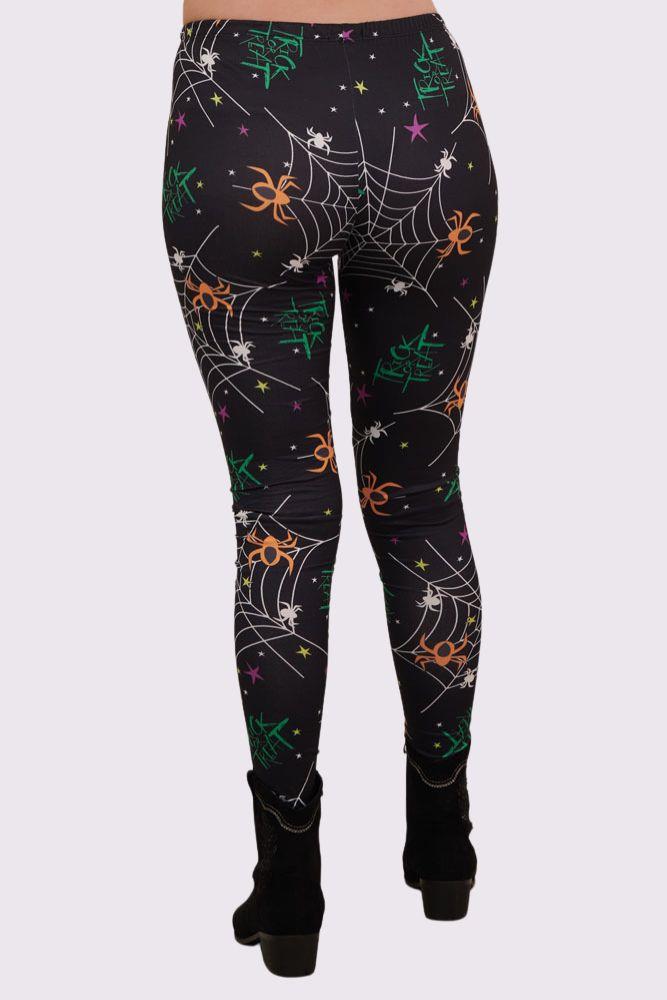 Trick Spider Print Halloween Leggings