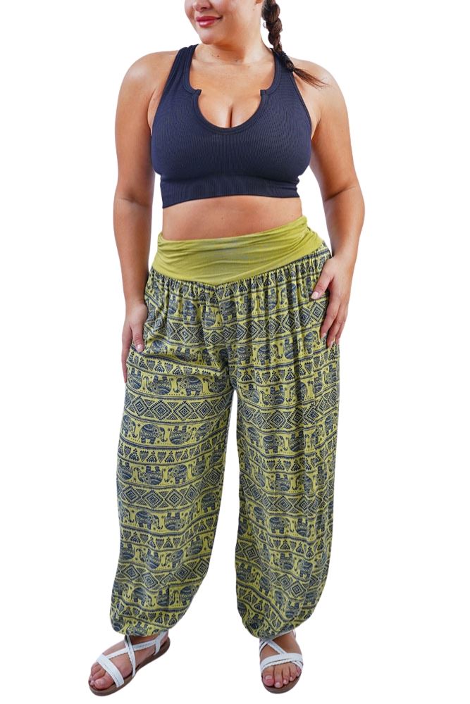 Geometric Elephent Print Harem Oversized Trouser